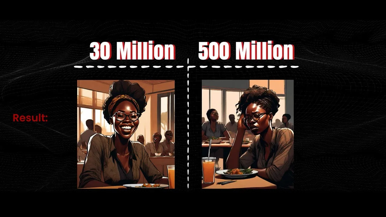 two images of a woman looking sad and then happy