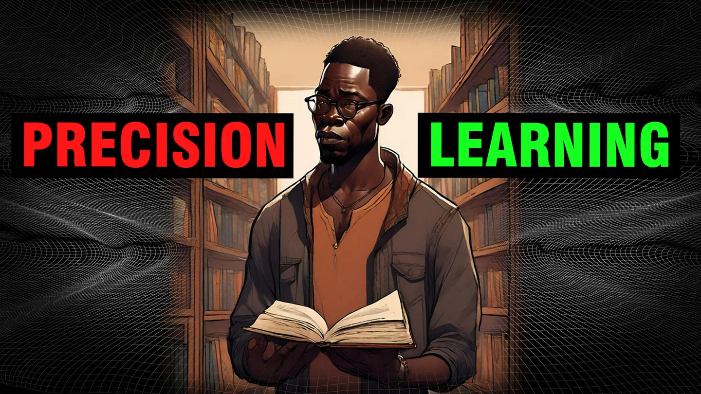 a man in a library, holding a book