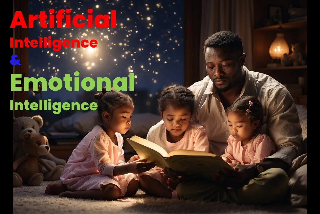 image of a father reading bedtime story to his kids