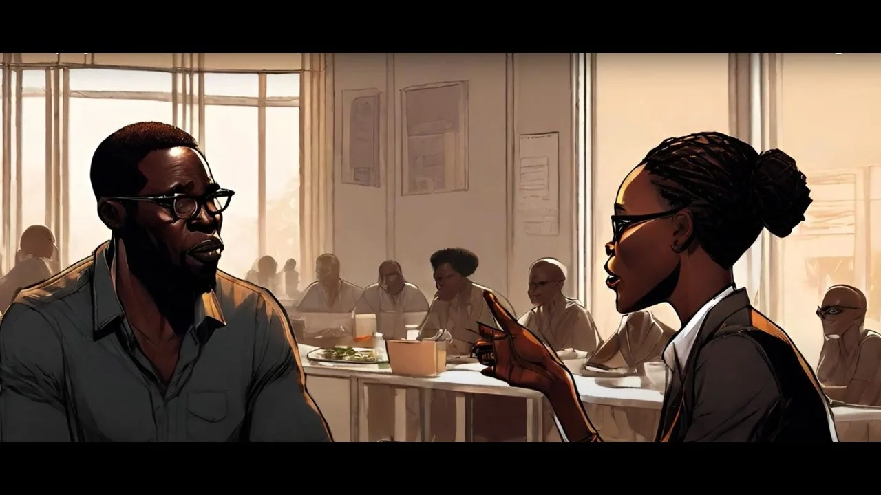 a man and a woman having a conversation